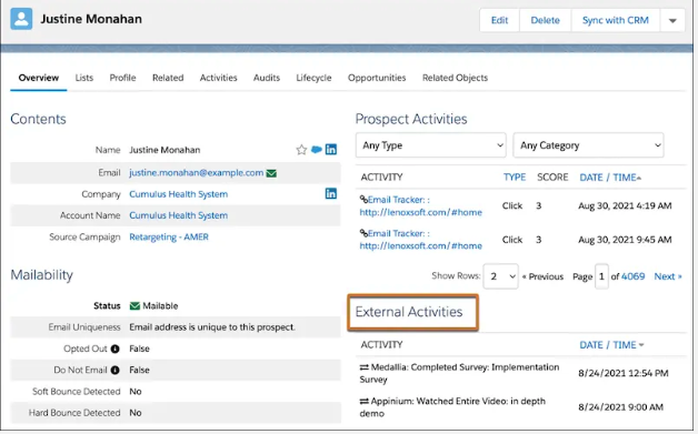 Account Engagement 第三方軟體整合與外部活動紀錄
