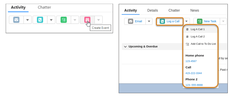 Salesforce 頁面活動區快速操作按鈕